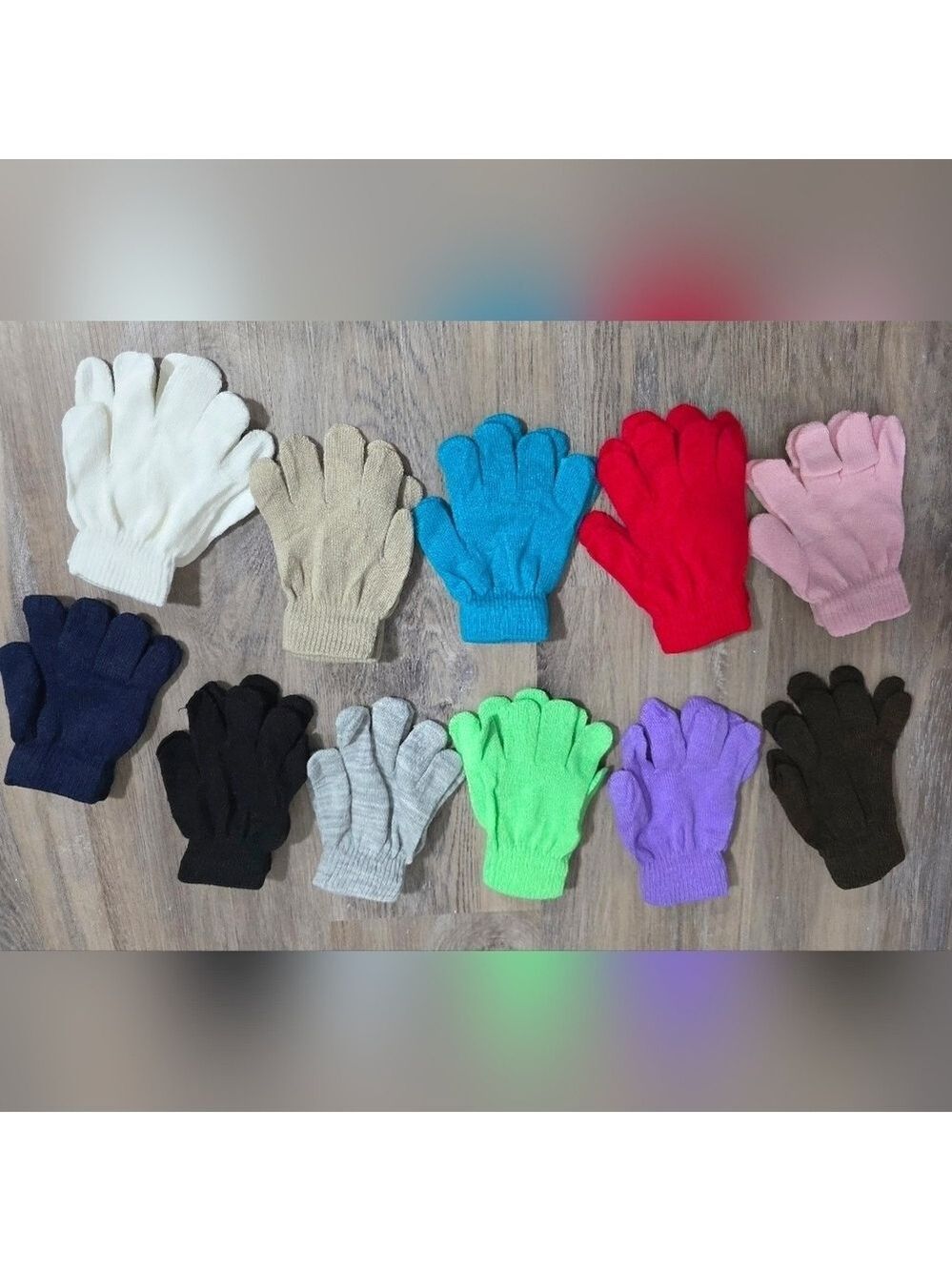 Kids Solid Color Stretchy Knit Gloves 11 Pairs New In Package